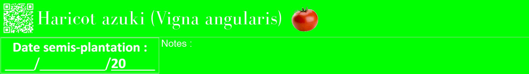 Étiquette de : Vigna angularis - format a - style blanche16bod avec qrcode et comestibilité simplifiée