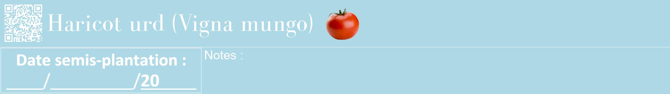 Étiquette de : Vigna mungo - format a - style blanche0bod avec qrcode et comestibilité simplifiée
