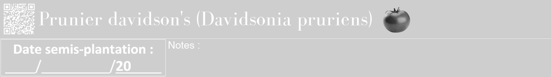 Étiquette de : Davidsonia pruriens - format a - style blanche17bod avec qrcode et comestibilité simplifiée