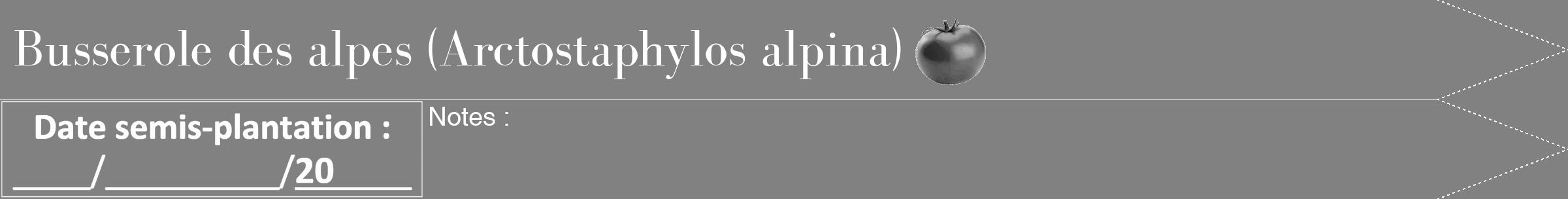 Étiquette de : Arctostaphylos alpina - format b - style blanche50bod avec comestibilité simplifiée