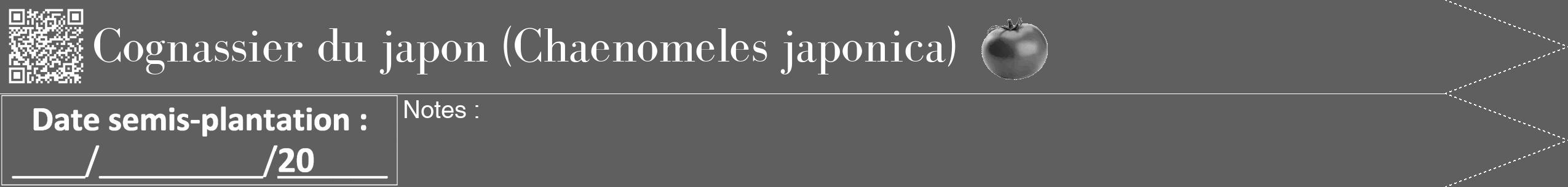 Étiquette de : Chaenomeles japonica - format b - style blanche10bod avec qrcode et comestibilité simplifiée