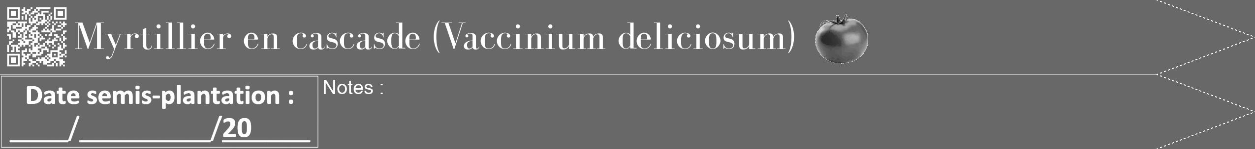 Étiquette de : Vaccinium deliciosum - format b - style blanche6bod avec qrcode et comestibilité simplifiée