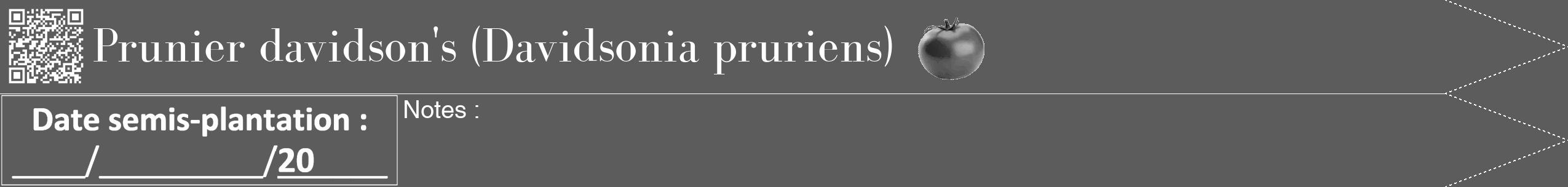 Étiquette de : Davidsonia pruriens - format b - style blanche49bod avec qrcode et comestibilité simplifiée