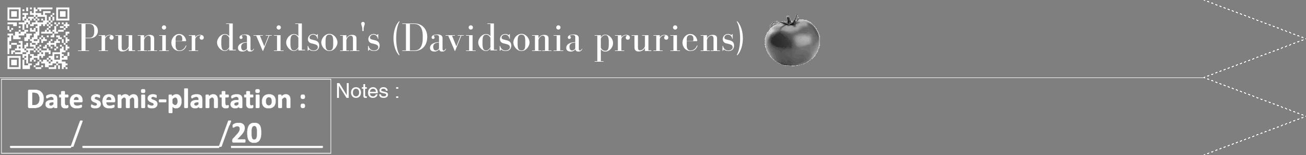 Étiquette de : Davidsonia pruriens - format b - style blanche57bod avec qrcode et comestibilité simplifiée