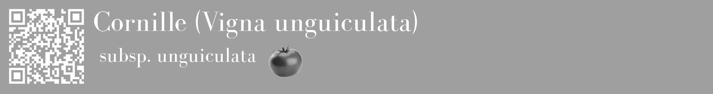 Étiquette de : Vigna unguiculata subsp. unguiculata - format c - style blanche24_basique_basiquebod avec qrcode et comestibilité simplifiée