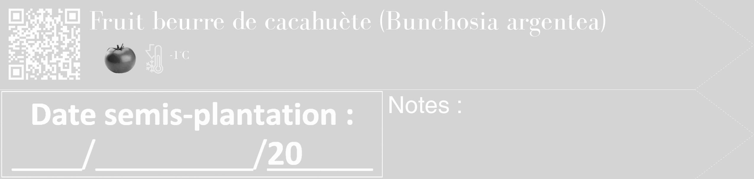 Étiquette de : Bunchosia argentea - format c - style blanche40_simple_simplebod avec qrcode et comestibilité simplifiée