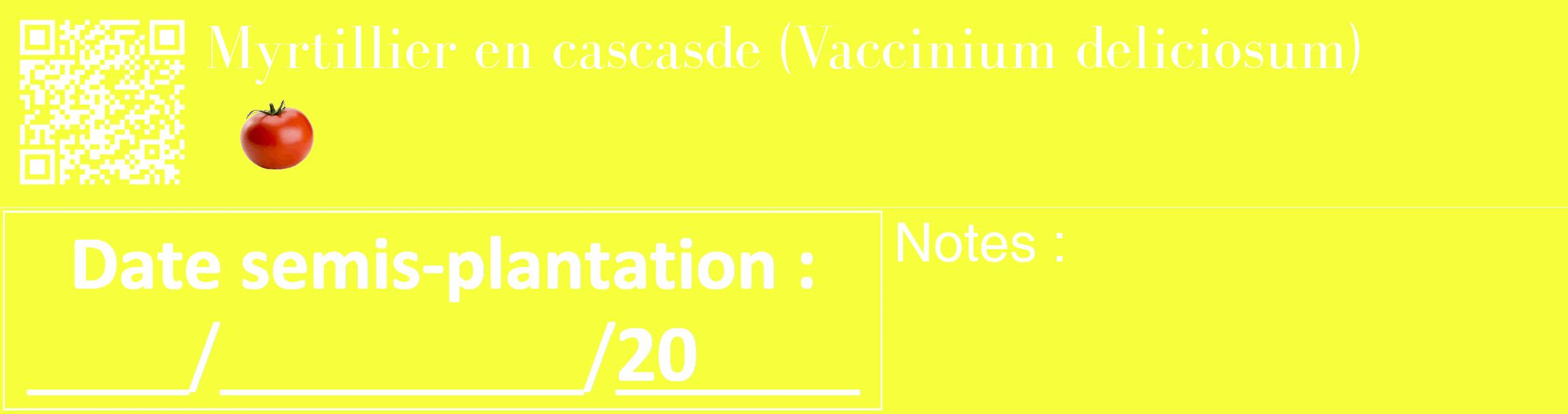 Étiquette de : Vaccinium deliciosum - format c - style blanche18_basique_basiquebod avec qrcode et comestibilité simplifiée