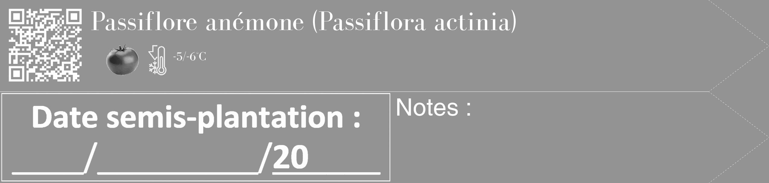 Étiquette de : Passiflora actinia - format c - style blanche44_simple_simplebod avec qrcode et comestibilité simplifiée