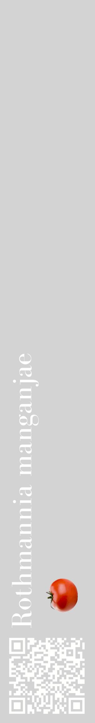 Étiquette de : Rothmannia manganjae - format c - style blanche56_basiquebod avec qrcode et comestibilité simplifiée