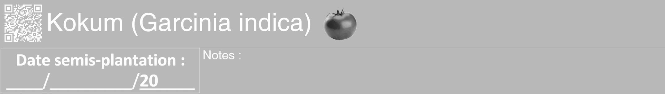 Étiquette de : Garcinia indica - format a - style blanche39hel avec qrcode et comestibilité simplifiée