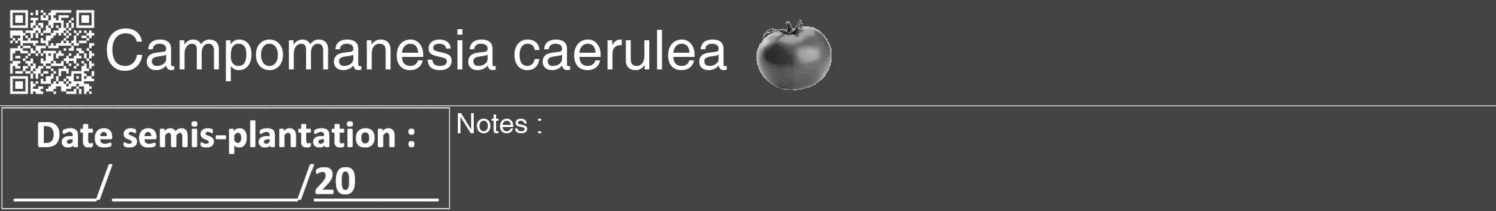 Étiquette de : Campomanesia caerulea - format a - style blanche48hel avec qrcode et comestibilité simplifiée