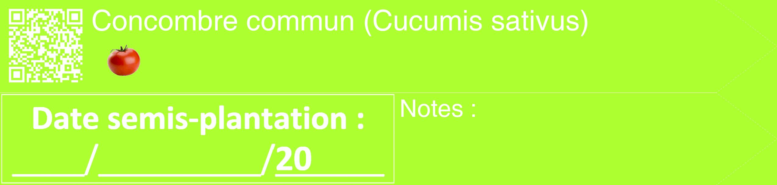 Étiquette de : Cucumis sativus - format c - style blanche17_simple_simplehel avec qrcode et comestibilité simplifiée