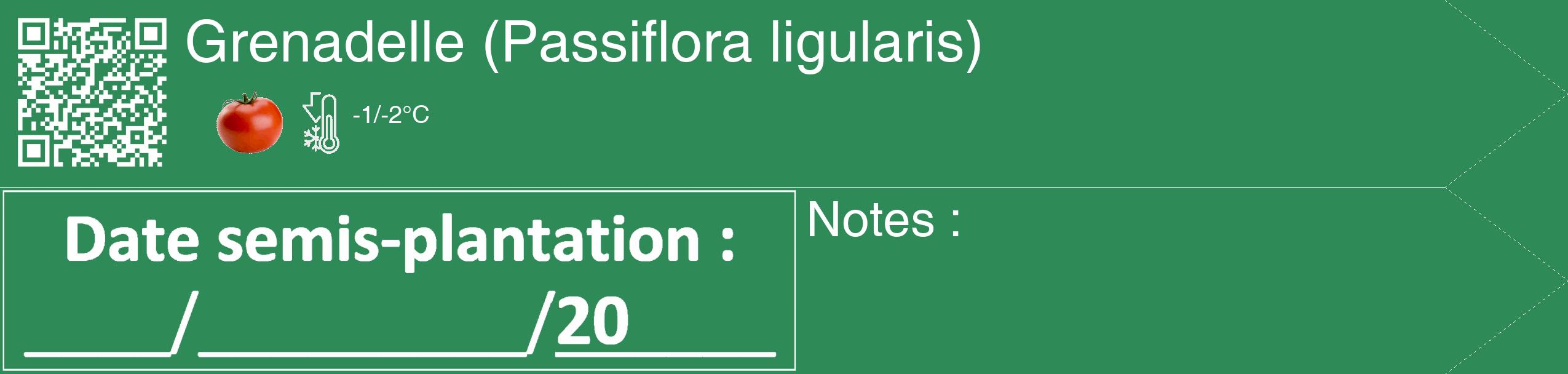 Étiquette de : Passiflora ligularis - format c - style blanche11_simple_simplehel avec qrcode et comestibilité simplifiée