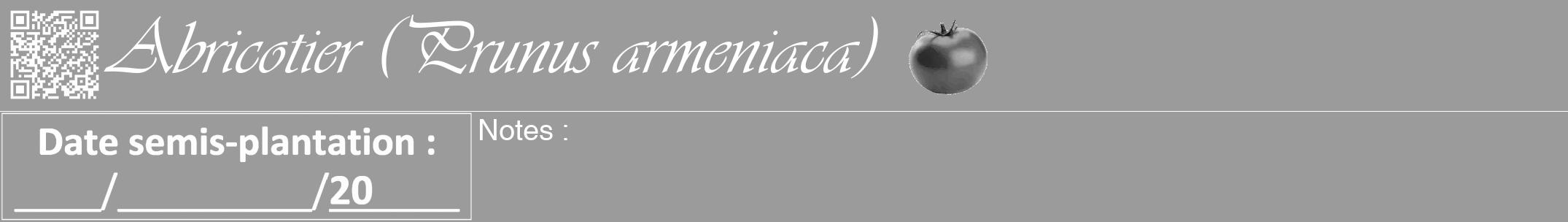 Étiquette de : Prunus armeniaca - format a - style blanche52viv avec qrcode et comestibilité simplifiée