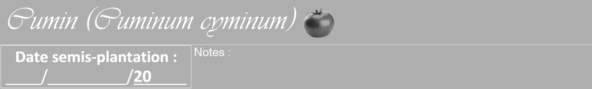 Étiquette de : Cuminum cyminum - format a - style blanche53viv avec comestibilité simplifiée