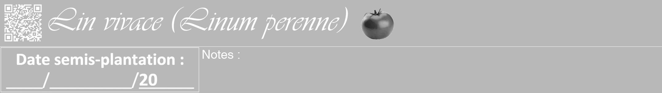 Étiquette de : Linum perenne - format a - style blanche39viv avec qrcode et comestibilité simplifiée