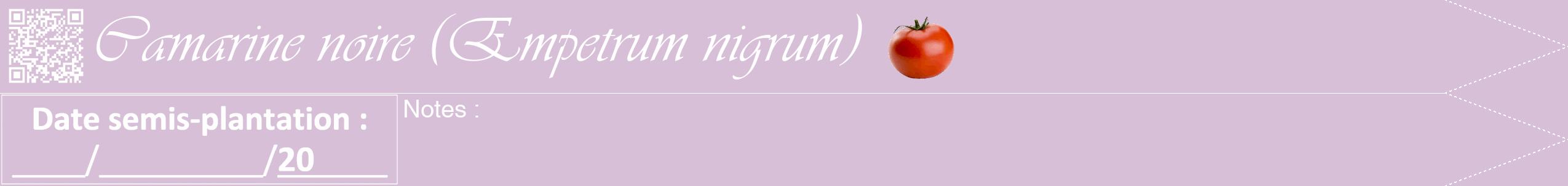 Étiquette de : Empetrum nigrum - format b - style blanche54simpleviv avec qrcode et comestibilité simplifiée