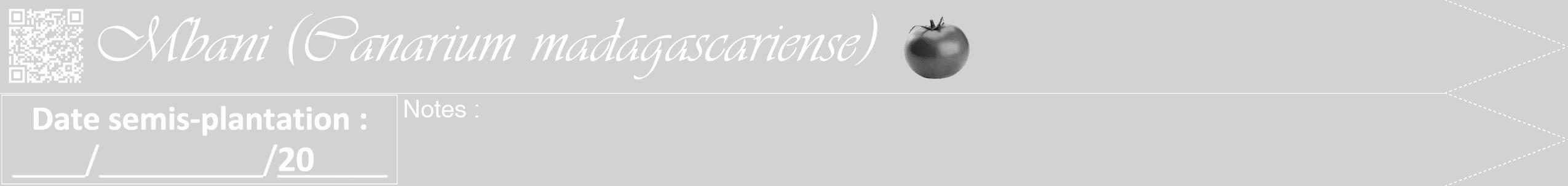 Étiquette de : Canarium madagascariense - format b - style blanche14viv avec qrcode et comestibilité simplifiée