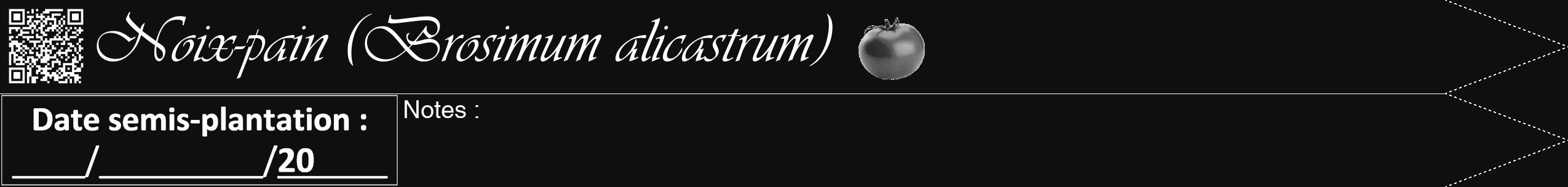 Étiquette de : Brosimum alicastrum - format b - style blanche7viv avec qrcode et comestibilité simplifiée