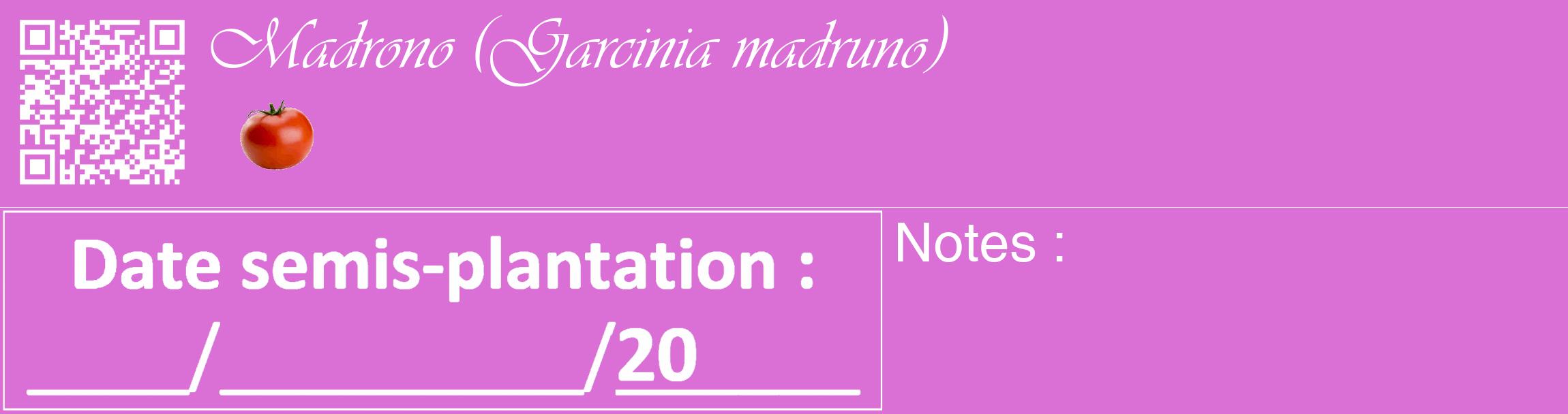 Étiquette de : Garcinia madruno - format c - style blanche52_basique_basiqueviv avec qrcode et comestibilité simplifiée