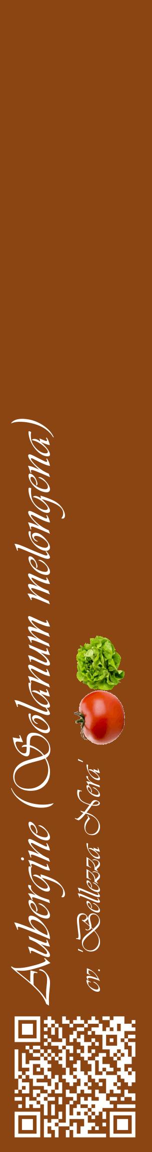 Étiquette de : Solanum melongena cv. 'Bellezza Nera' - format c - style blanche30_basiqueviv avec qrcode et comestibilité simplifiée