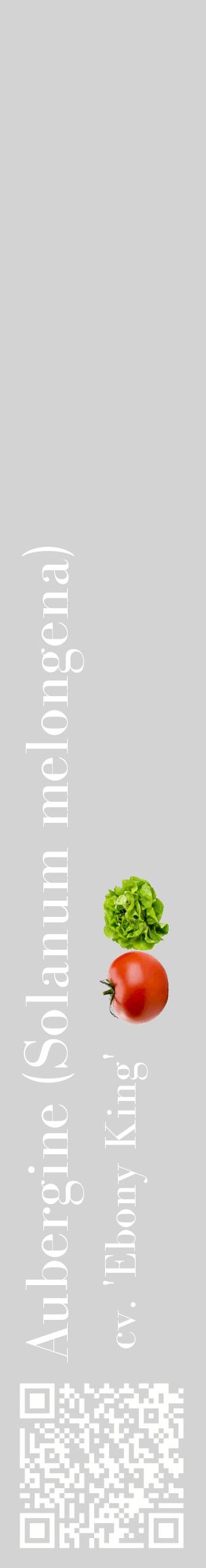 Étiquette de : Solanum melongena cv. 'Ebony King' - format c - style blanche56_basiquebod avec qrcode et comestibilité simplifiée