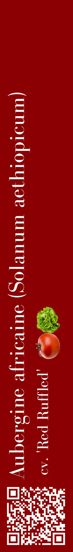 Étiquette de : Solanum aethiopicum cv. 'Red Ruffled' - format c - style blanche34_basiquebod avec qrcode et comestibilité simplifiée