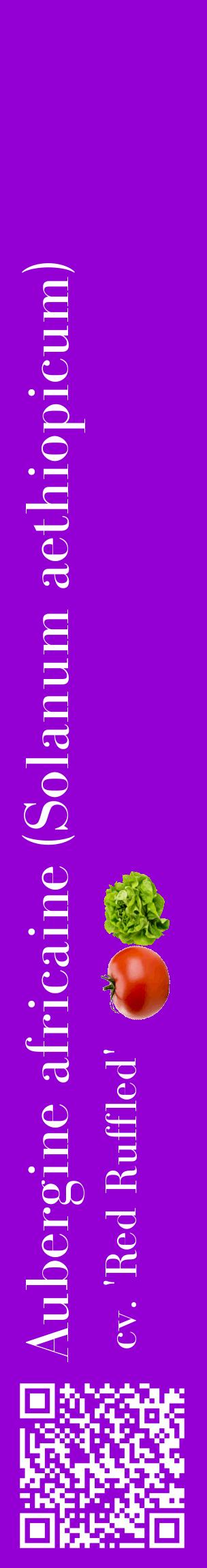 Étiquette de : Solanum aethiopicum cv. 'Red Ruffled' - format c - style blanche48_basiquebod avec qrcode et comestibilité simplifiée