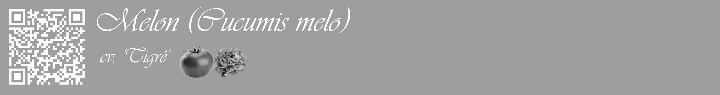 Étiquette de : Cucumis melo cv. 'Tigré' - format c - style blanche42_basique_basiqueviv avec qrcode et comestibilité simplifiée