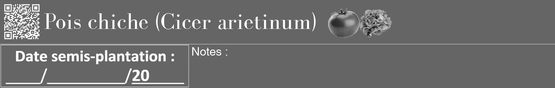Étiquette de : Cicer arietinum - format a - style blanche32basiquebod avec qrcode et comestibilité simplifiée