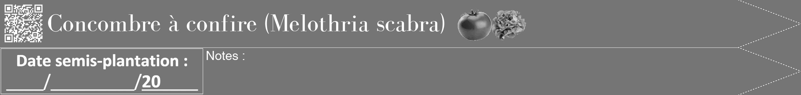 Étiquette de : Melothria scabra - format b - style blanche5bod avec qrcode et comestibilité simplifiée