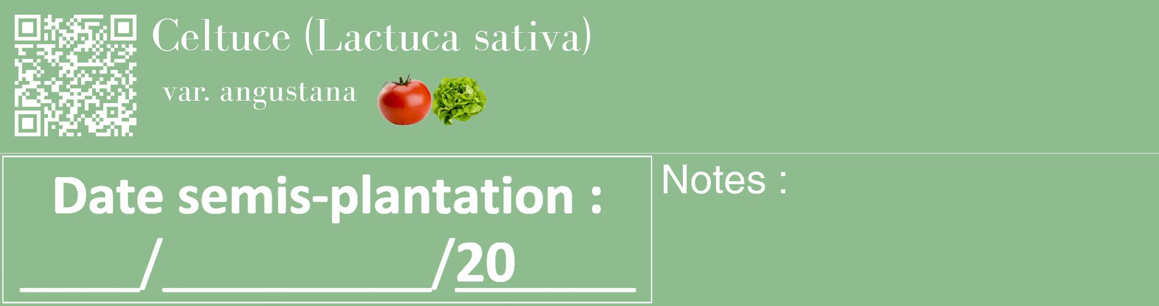 Étiquette de : Lactuca sativa var. angustana - format c - style blanche13_basique_basiquebod avec qrcode et comestibilité simplifiée