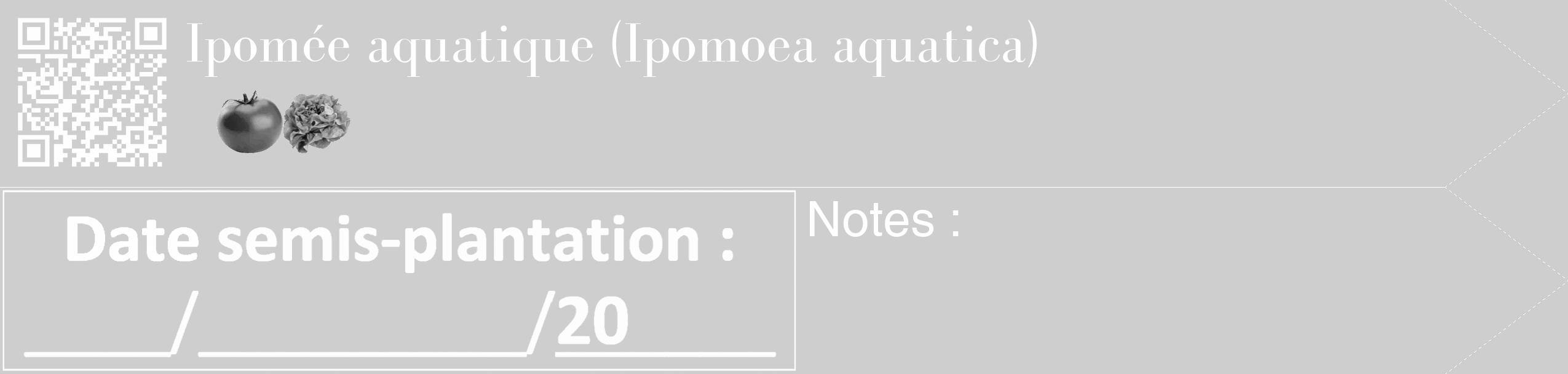 Étiquette de : Ipomoea aquatica - format c - style blanche17_simple_simplebod avec qrcode et comestibilité simplifiée