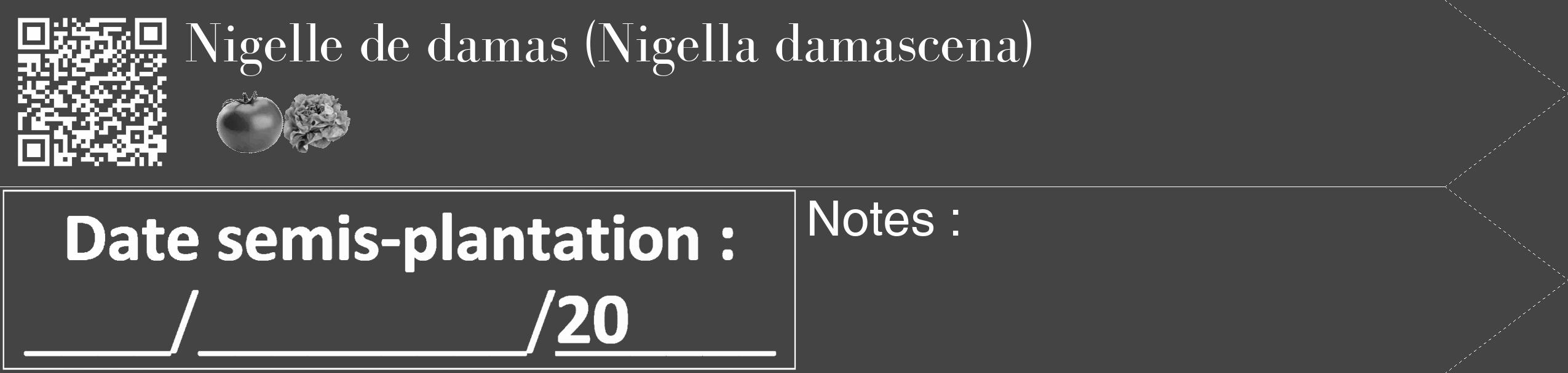 Étiquette de : Nigella damascena - format c - style blanche48_simple_simplebod avec qrcode et comestibilité simplifiée