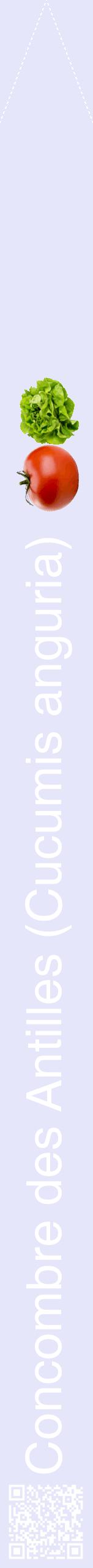 Étiquette de : Cucumis anguria - format b - style blanche55hel avec qrcode et comestibilité simplifiée