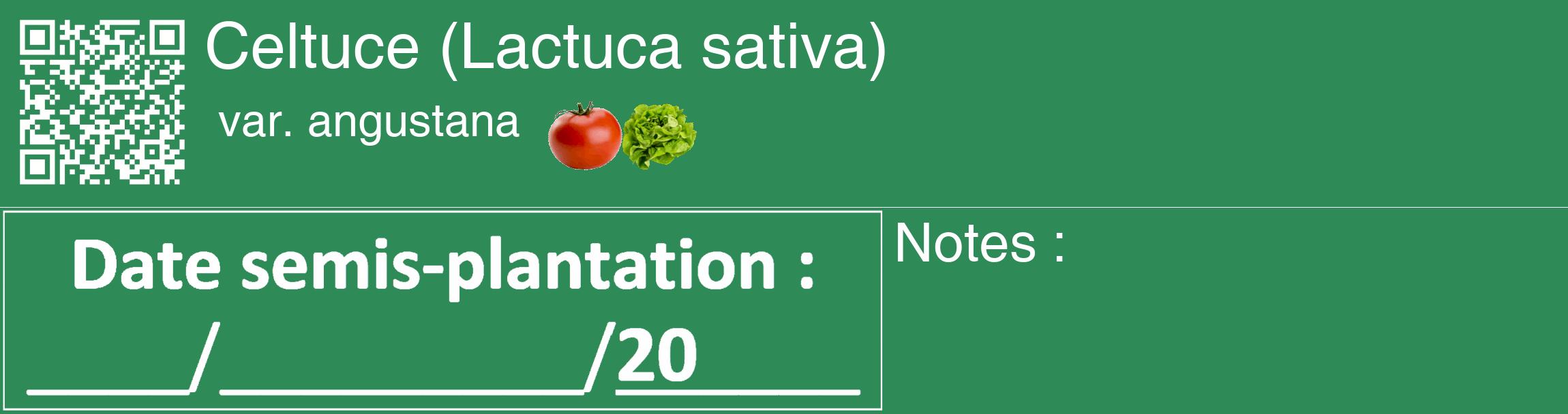 Étiquette de : Lactuca sativa var. angustana - format c - style blanche11_basique_basiquehel avec qrcode et comestibilité simplifiée