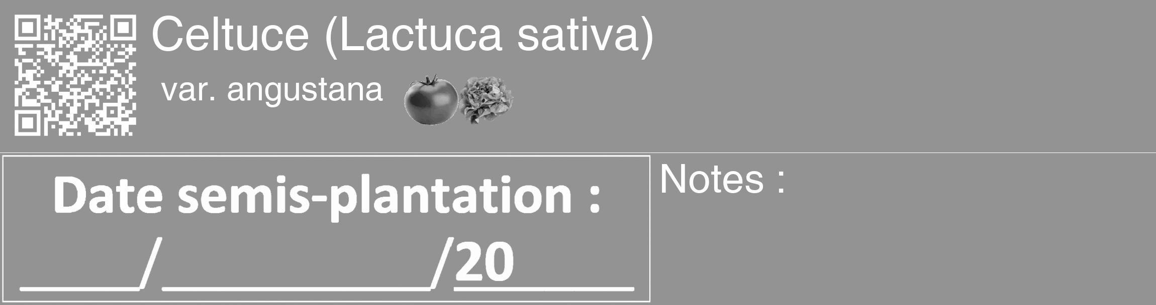 Étiquette de : Lactuca sativa var. angustana - format c - style blanche44_basique_basiquehel avec qrcode et comestibilité simplifiée