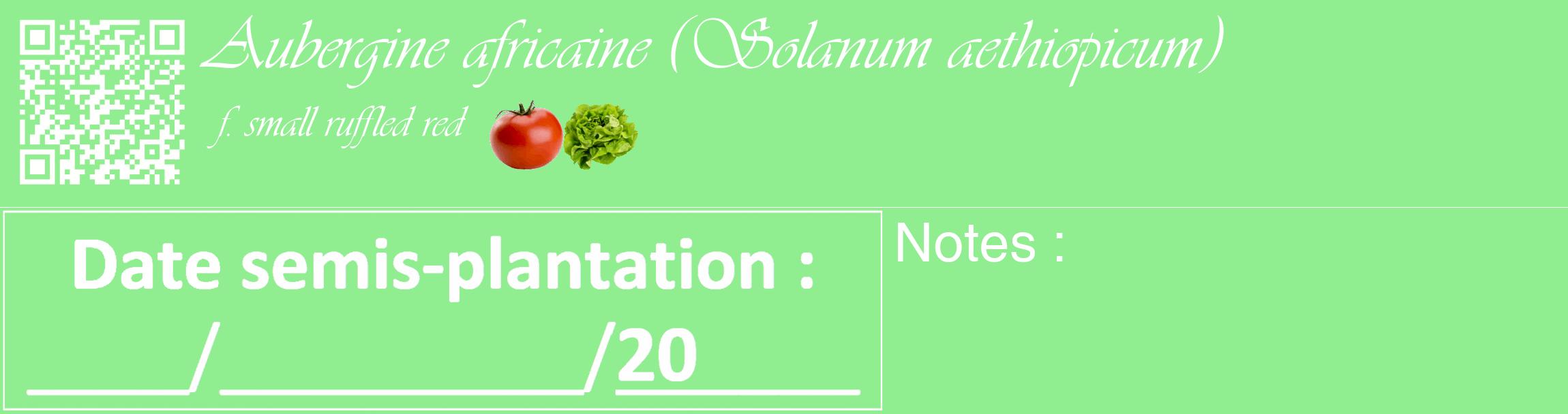 Étiquette de : Solanum aethiopicum f. small ruffled red - format c - style blanche15_basique_basiqueviv avec qrcode et comestibilité simplifiée