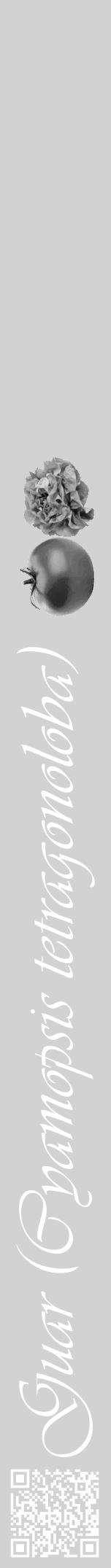 Étiquette de : Cyamopsis tetragonoloba - format a - style blanche14basiqueviv avec qrcode et comestibilité simplifiée - position verticale