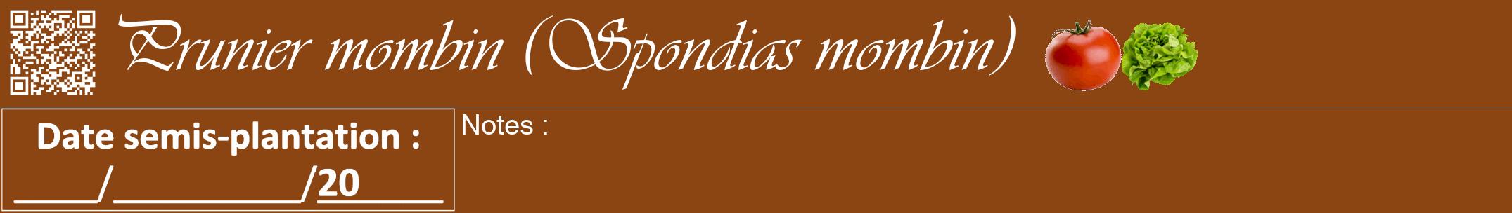 Étiquette de : Spondias mombin - format a - style blanche30viv avec qrcode et comestibilité simplifiée