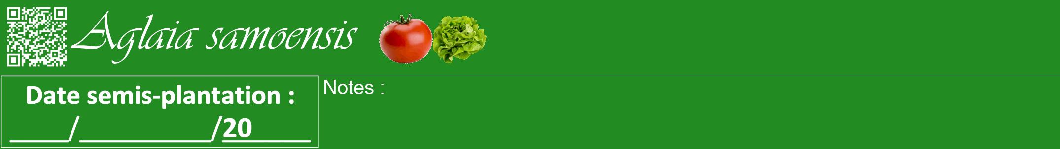 Étiquette de : Aglaia samoensis - format a - style blanche10viv avec qrcode et comestibilité simplifiée