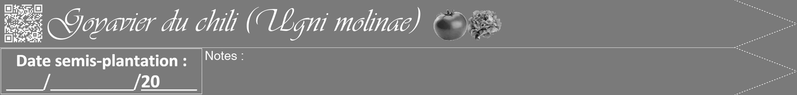 Étiquette de : Ugni molinae - format b - style blanche3viv avec qrcode et comestibilité simplifiée