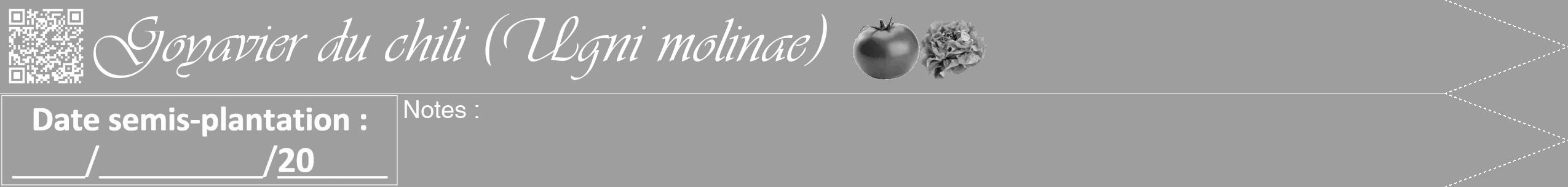 Étiquette de : Ugni molinae - format b - style blanche42viv avec qrcode et comestibilité simplifiée