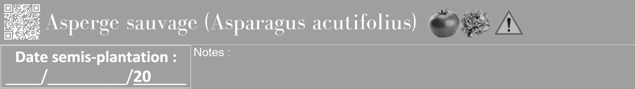 Étiquette de : Asparagus acutifolius - format a - style blanche24bod avec qrcode et comestibilité simplifiée