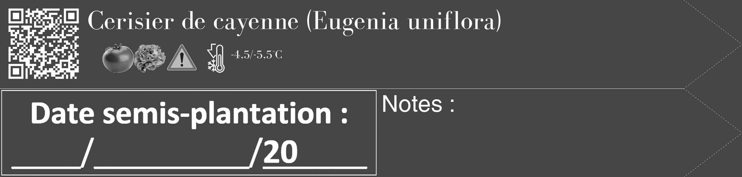 Étiquette de : Eugenia uniflora - format c - style blanche58_simple_simplebod avec qrcode et comestibilité simplifiée