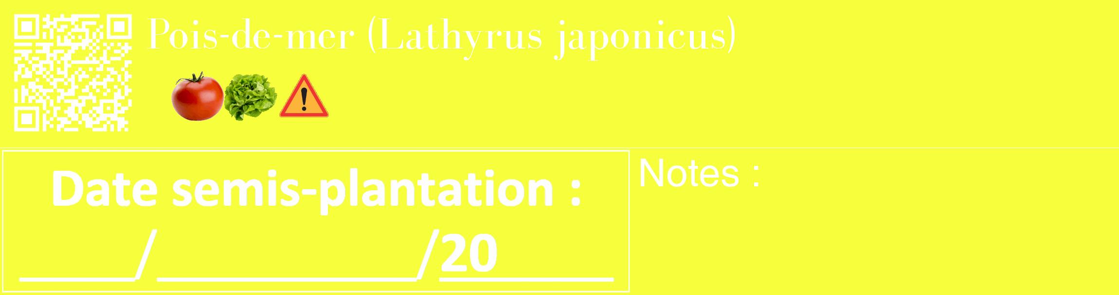 Étiquette de : Lathyrus japonicus - format c - style blanche18_basique_basiquebod avec qrcode et comestibilité simplifiée