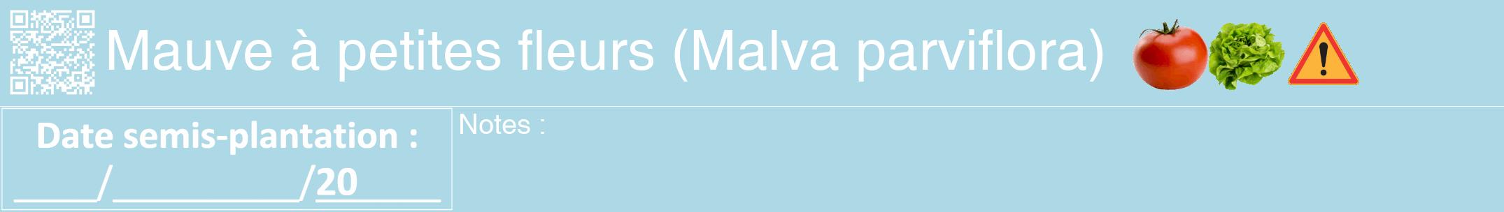 Étiquette de : Malva parviflora - format a - style blanche0hel avec qrcode et comestibilité simplifiée