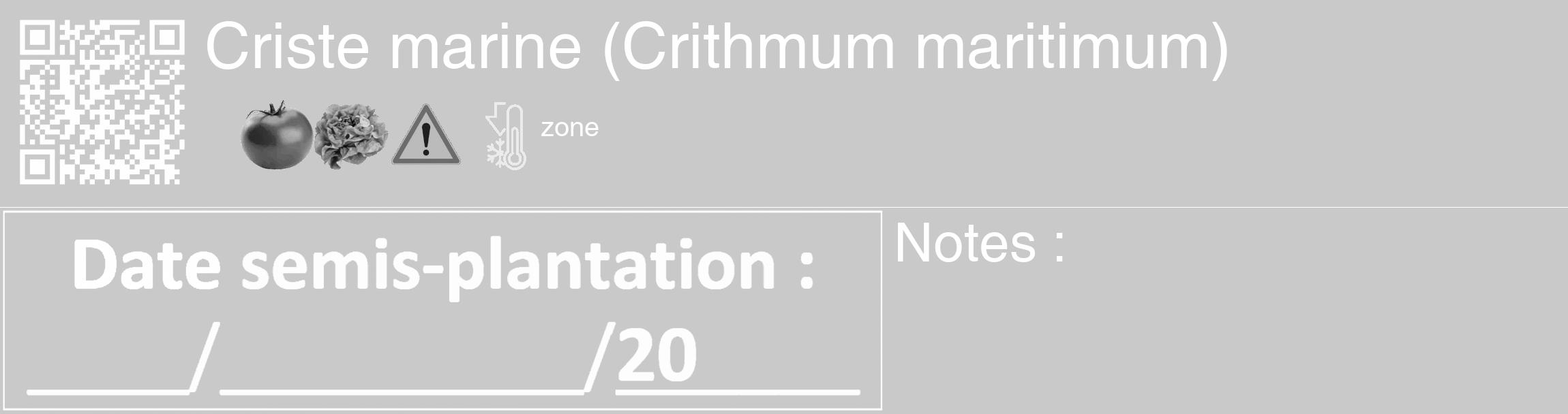 Étiquette de : Crithmum maritimum - format c - style blanche54_basique_basiquehel avec qrcode et comestibilité simplifiée