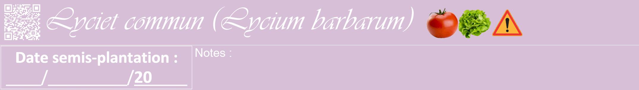 Étiquette de : Lycium barbarum - format a - style blanche54viv avec qrcode et comestibilité simplifiée