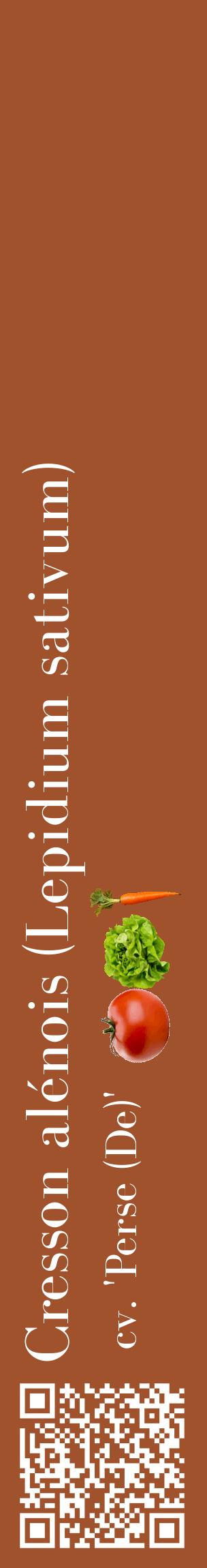 Étiquette de : Lepidium sativum cv. 'Perse (De)' - format c - style blanche32_basiquebod avec qrcode et comestibilité simplifiée